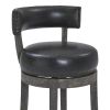 31 Inches Nailhead Trim Leatherette Swivel Barstool, Gray