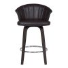 30" Channel Stitched Faux Leather Barstool with Tapered Legs, Brown