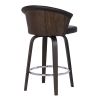 30" Channel Stitched Faux Leather Barstool with Tapered Legs, Brown