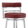 30 Inch Leatherette Counter Height Barstool, Silver and Red