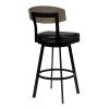 26 Inch Metal and Leatherette Swivel Barstool, Black