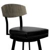 26 Inch Metal and Leatherette Swivel Barstool, Black
