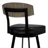 26 Inch Metal and Leatherette Swivel Barstool, Black
