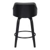 26 Inch Wooden and Leatherette Swivel Barstool, Black and Gray
