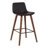 35 Inch Wooden Barstool with Leatherette Seat, Brown