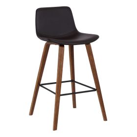 35 Inch Wooden Barstool with Leatherette Seat, Brown