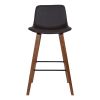 35 Inch Wooden Barstool with Leatherette Seat, Brown