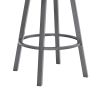 26  Inches Metal Cross Back Counter Barstool with Leatherette Seat, Gray