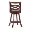 24 Inches Swivel Wooden Counter Stool with Geometric Back, Brown