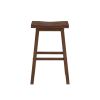 Saddle Design Wooden Barstool with Grain Details, Brown