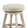 Wooden Swivel Counter Stool with Round Fabric Seat, Gray