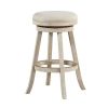 29 Inches Wooden Swivel Bar Stool with Round Fabric Seat, Gray