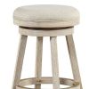 29 Inches Wooden Swivel Bar Stool with Round Fabric Seat, Gray