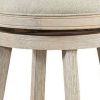 29 Inches Wooden Swivel Bar Stool with Round Fabric Seat, Gray