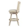 Curved Back Wood Swivel Counter Stool, Nailhead Trim, Driftwood Wire-Brush, Ivory