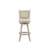 29 Inch Curved Back Wooden Swivel Bar Stool with Nailhead Trim, Gray