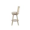 29 Inch Curved Back Wooden Swivel Bar Stool with Nailhead Trim, Gray