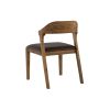 Curved Panel Back Dining Chair with Leatherette Seat, Brown