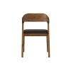 Curved Panel Back Dining Chair with Leatherette Seat, Brown