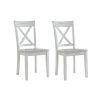 Wooden Dining Chair with X Shaped Back, Set of 2, White