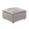 Fabric Upholstered Ottoman with Pillow Top Seat and Welt Trim, Gray