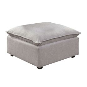 Fabric Upholstered Ottoman with Pillow Top Seat and Welt Trim, Gray