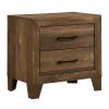 Rustic 2 Drawer Wooden Nightstand with Grain Details, Brown