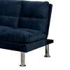 Futon Sofa with Tufted Padded Seating and Metal Legs, Blue