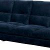 Futon Sofa with Tufted Padded Seating and Metal Legs, Blue