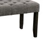 48 Inches Bench with Button Tufted Seat and Chamfered Legs, Gray