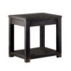 24 Inches Wooden End Table with Open Shelf, Antique Black