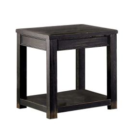 24 Inches Wooden End Table with Open Shelf, Antique Black