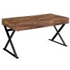 Industrial 3 Drawer Writing Desk with X Legs, Brown and Black