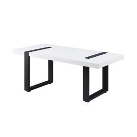 Two Tone Modern Coffee Table with Metal Legs, White and Black
