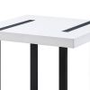 Two Tone Modern End Table with Metal Legs, White and Black