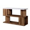 Two Tone Modern Sofa Table with Bottom Shelf, White and Brown