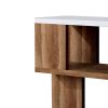 Two Tone Modern Sofa Table with Bottom Shelf, White and Brown