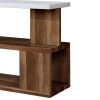 Two Tone Modern Sofa Table with Bottom Shelf, White and Brown