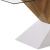 Two Tone Wooden End Table with Pedestal Base, White and Brown