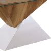 Two Tone Wooden End Table with Pedestal Base, White and Brown