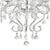32 Inch Ceiling Lamp with Hanging Crystals, Round Canopy, Silver