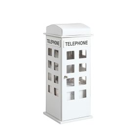 Telephone Booth Jewelry Box with 2 Drawers, White