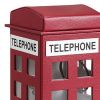 Telephone Booth Jewelry Box with 2 Drawers, Burgundy Red