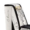 High Heel Script Shoe Jewelry Box with 3 Hooks, Beige and Black