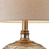 Table Lamp, Polyresin Floral Body, Fabric Shade, Silver, Gold
