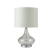 Table Lamp with Pot Bellied Glass Body, Clear and White