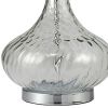 Table Lamp with Pot Bellied Glass Body, Clear and White