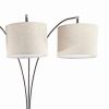 Floor Lamp with 3 Arched Arms and Fabric Shades, Bronze
