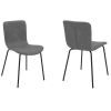 Metal and Leatherette Dining Chair, Set of 2, Gray and Black