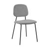Metal Dining Chair with Velvet Upholstery, Set of 2, Black and Gray